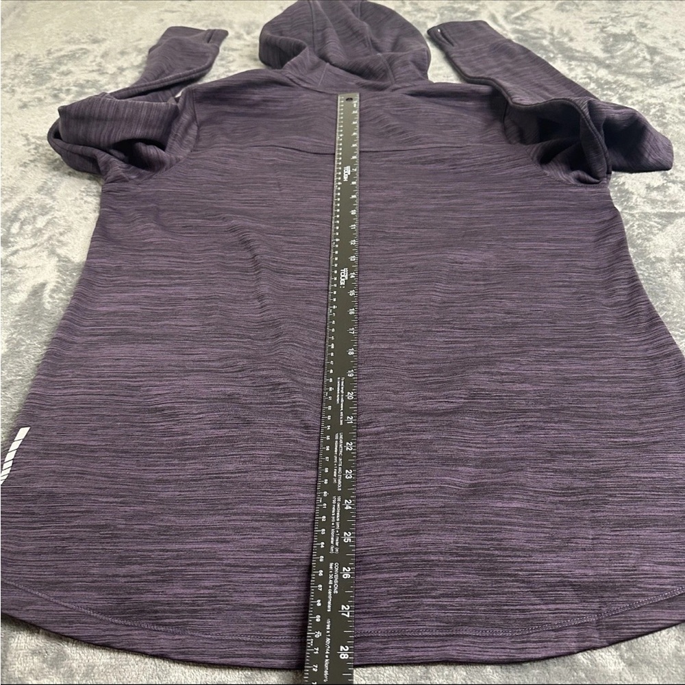 L.L. Bean Women's L REG Heathered Plum Zip Hoodie Thumb Holes Primaloft Fleece - Picture 10 of 13